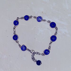 1/1 sterling silver w blue gem stones bracelet ‘the all seeing 👁’ - ST.R 🥀‌